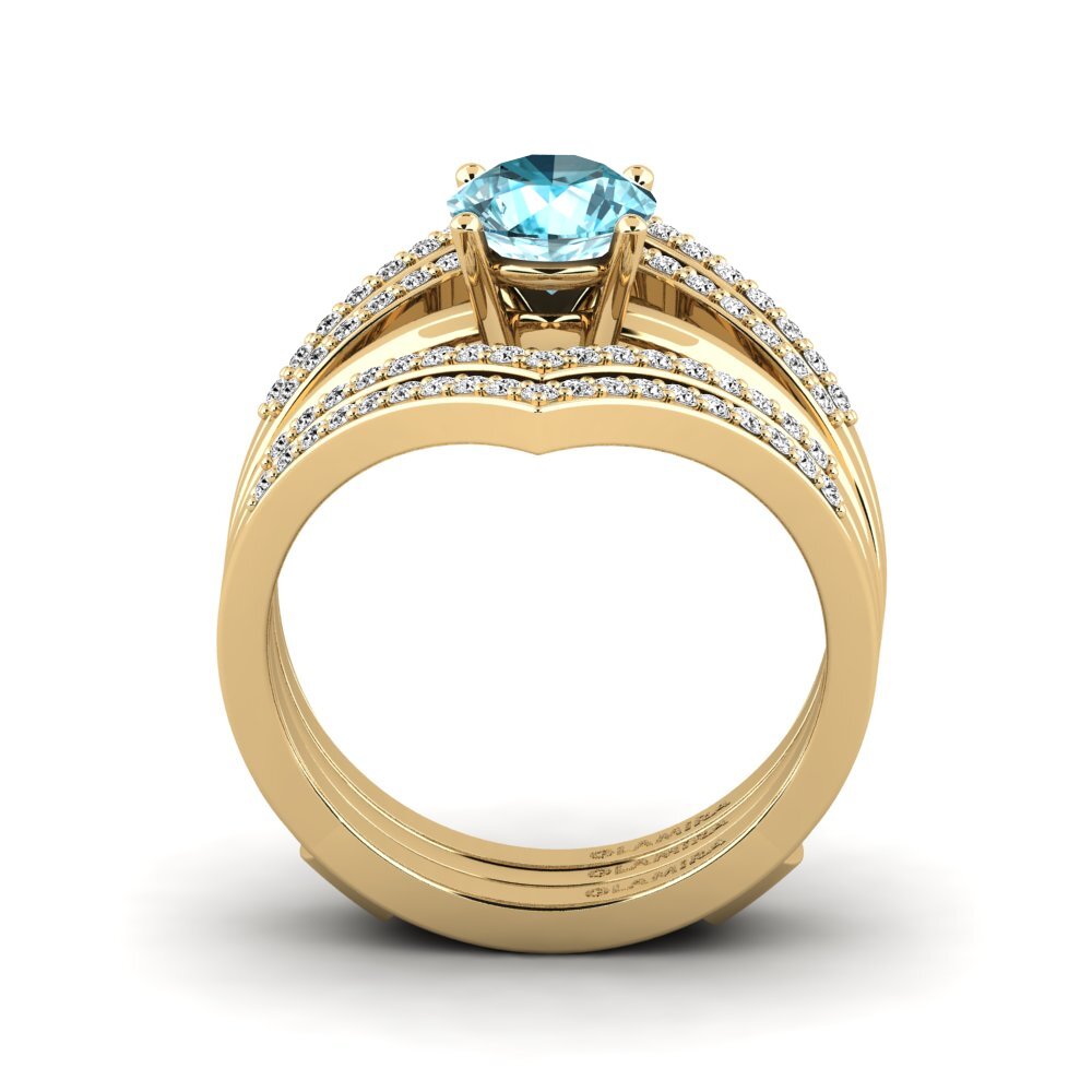 Circón Azul Anillo Losten SET