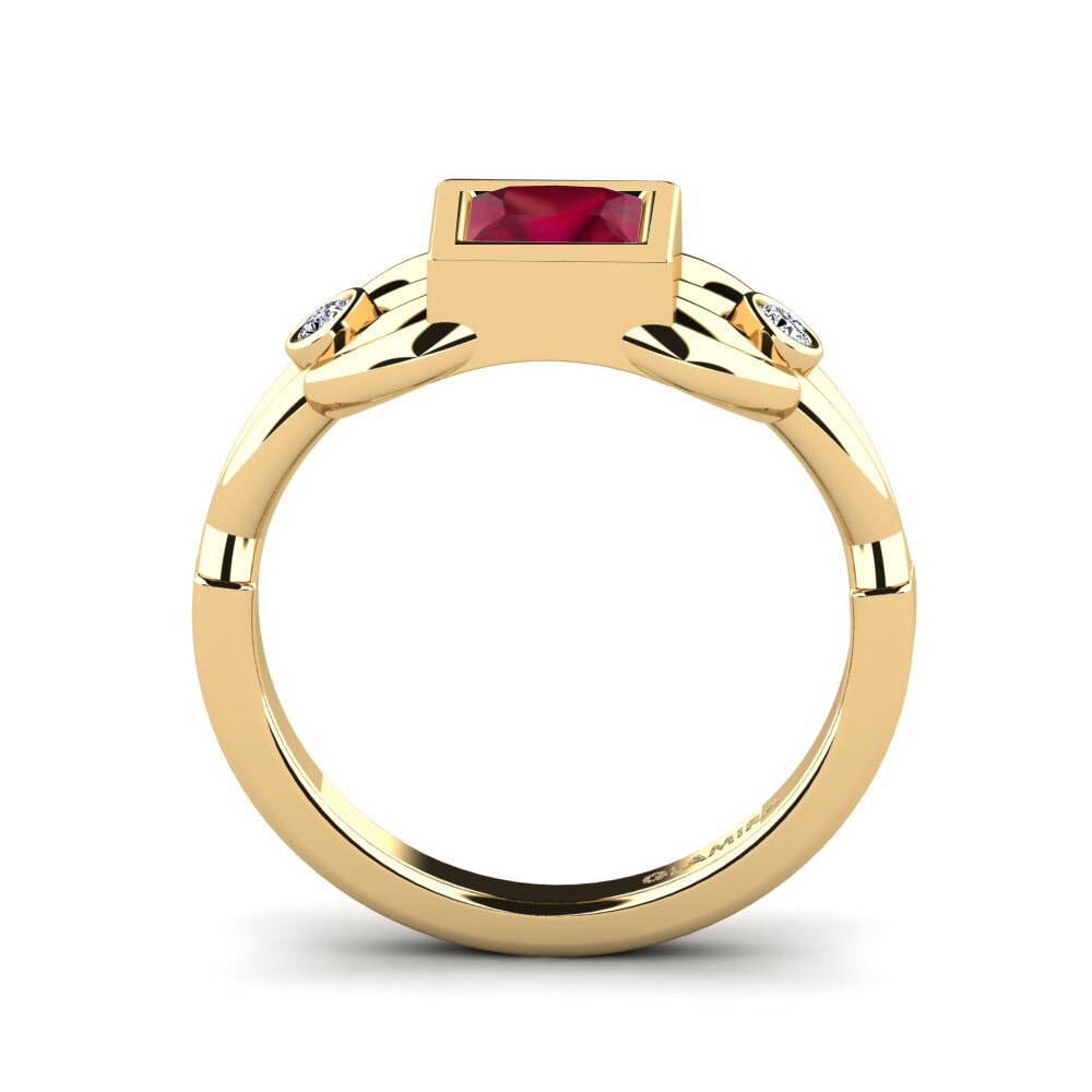 14ct Yellow Gold Ruby Women's Ring Lramel