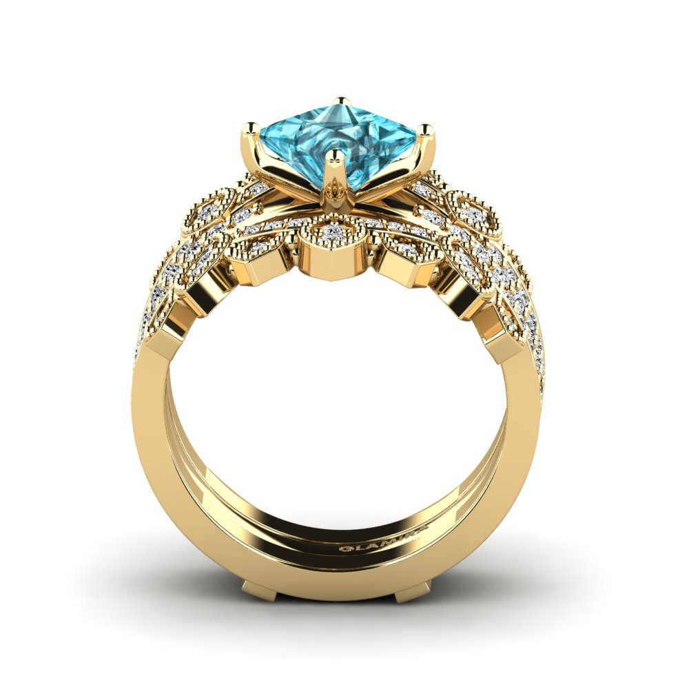 Circón Azul Anillo Luditt SET