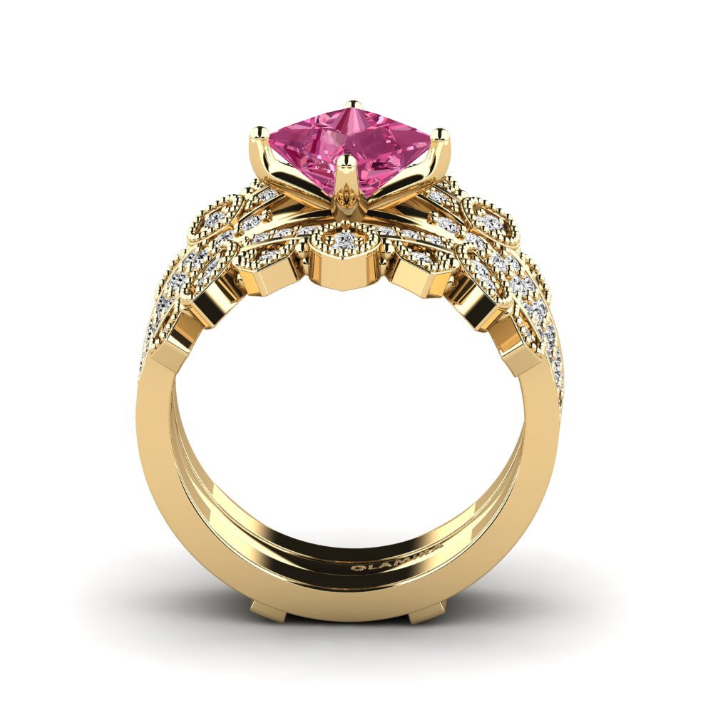 Turmalina rosa Anillo Luditt SET