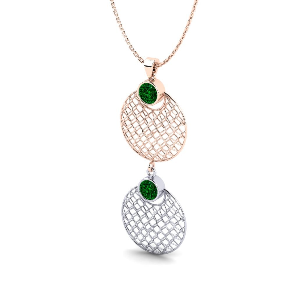 14k Oro Rosa & Blanco Circonita Verde Colgante de Mujer Lufyan