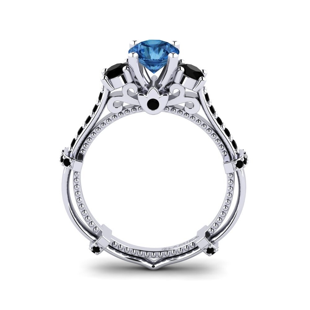 Dark Blue Zirconia Engagement Ring Luisetta