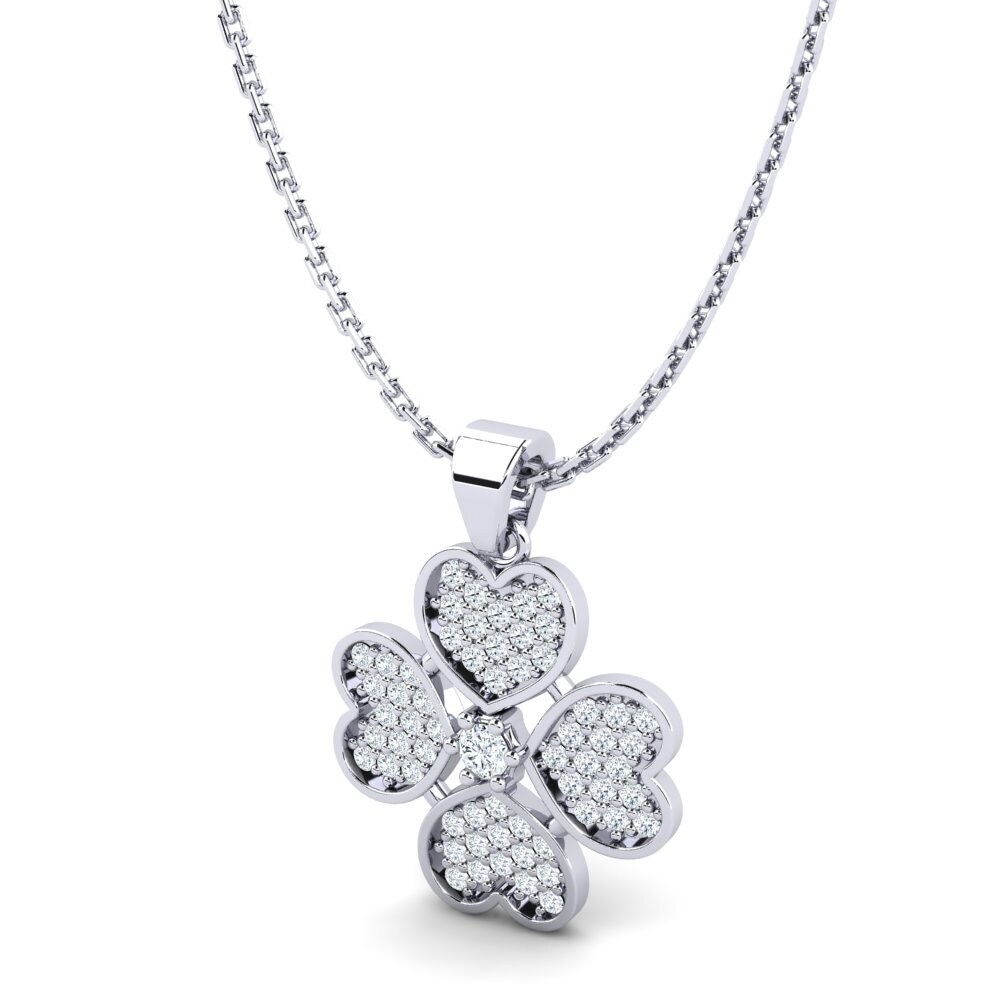 Acquista Ciondolo da donna Bark X in taglio Rotondo 0.12 Carati , Oro Bianco 375 Diamante