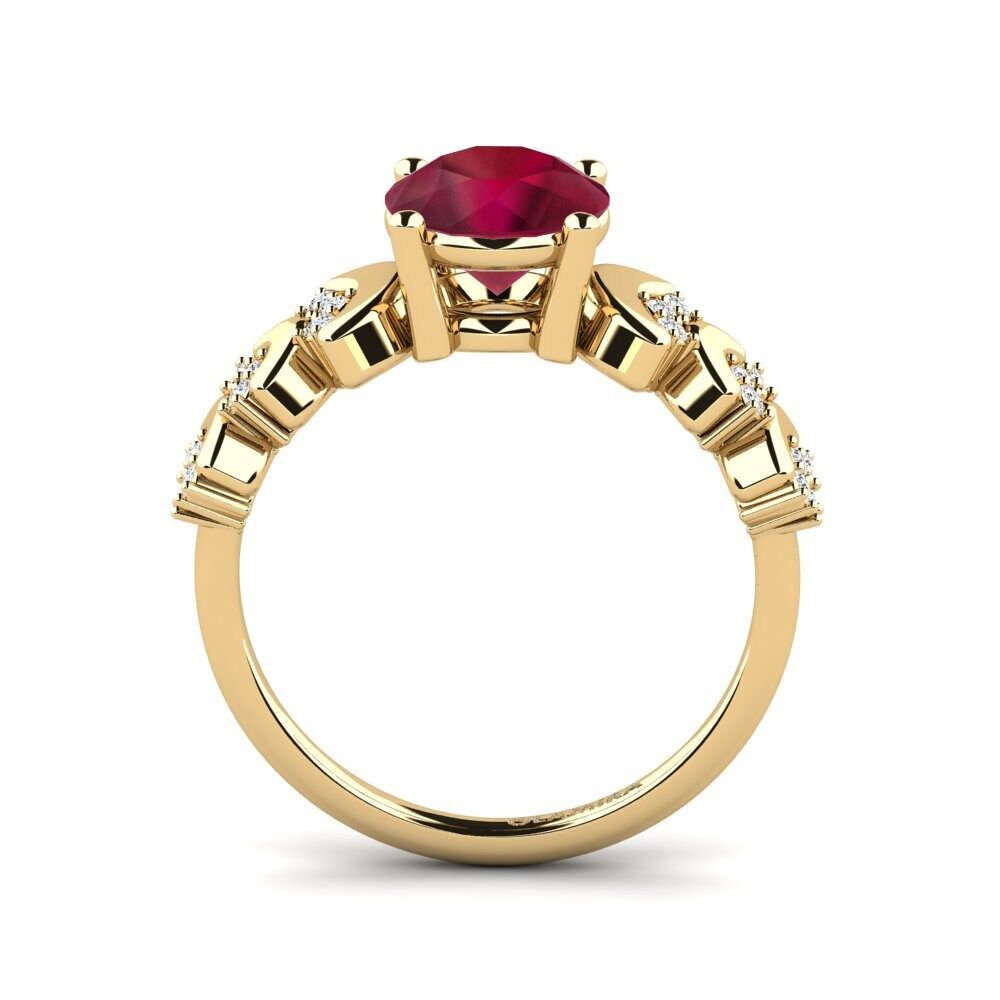 14ct Yellow Gold Ruby Women's Ring Lupe