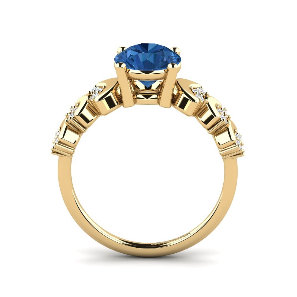 Zircônia azul escuro Anel Feminino Lupe