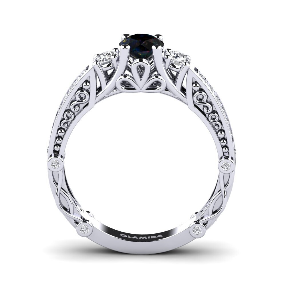Black Opal Engagement Ring Luyiza