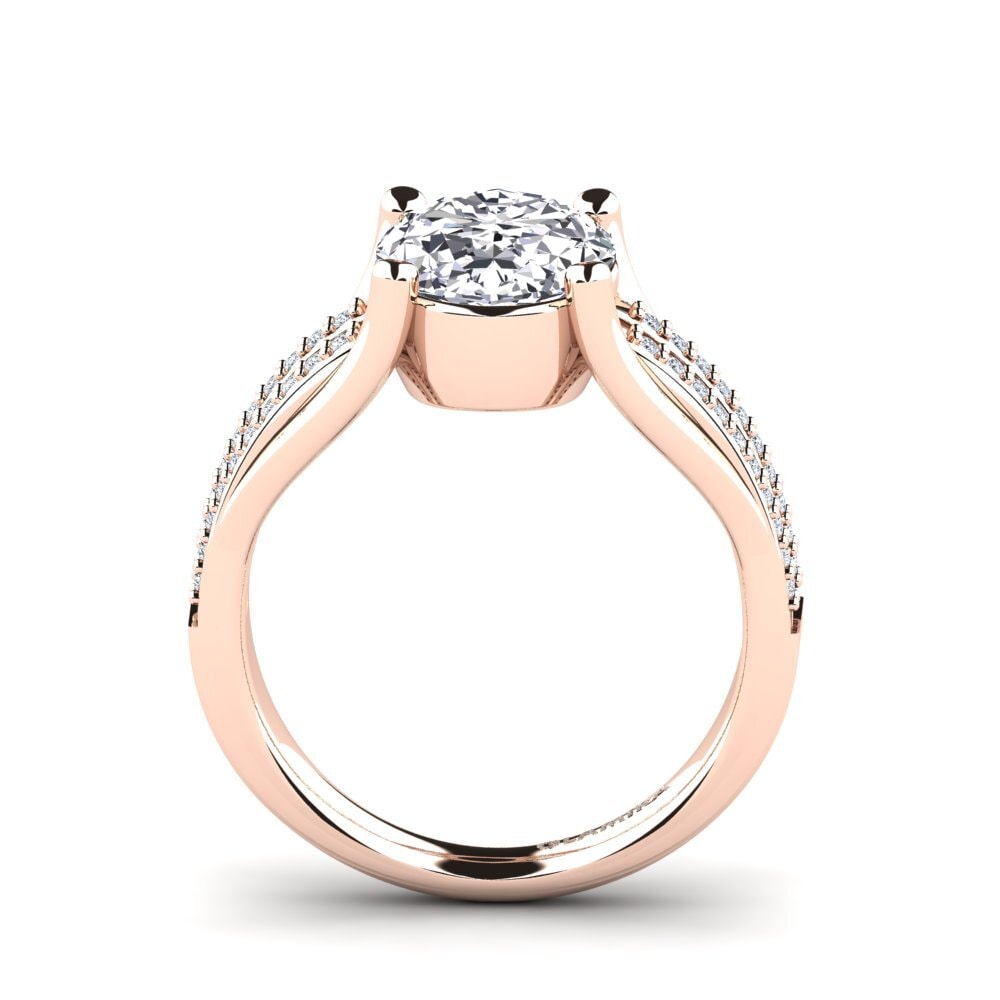 Rotgold 750 Oval Verlobungsringe Luzinha