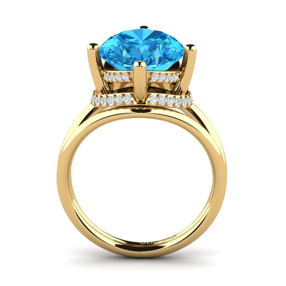 9ct Yellow Gold Blue Topaz Ring Luzirene