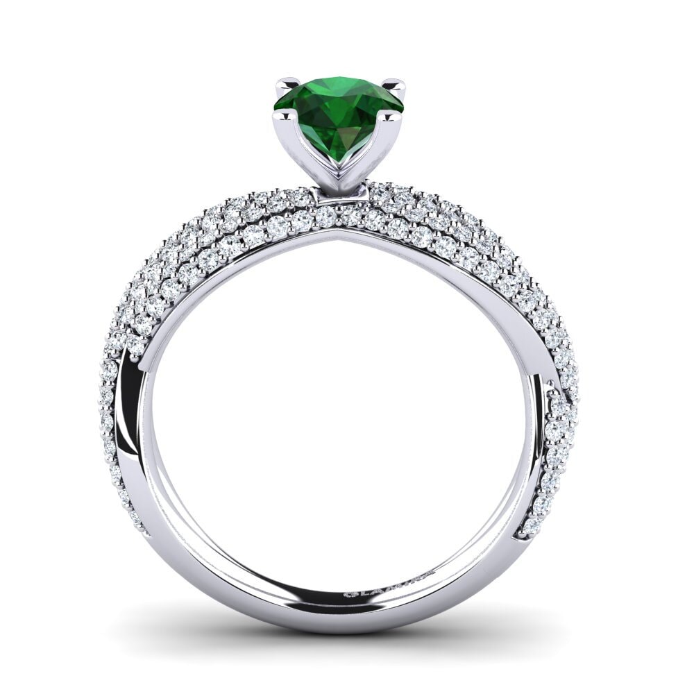 White Silver Tsavorite Engagement Ring Mackenzie 0.8 crt