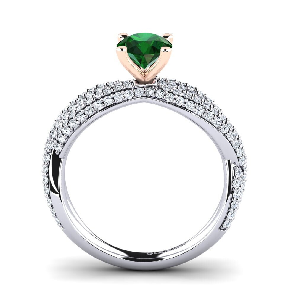 14ct White & Rose Gold Tsavorite Engagement Ring Mackenzie 0.8 crt