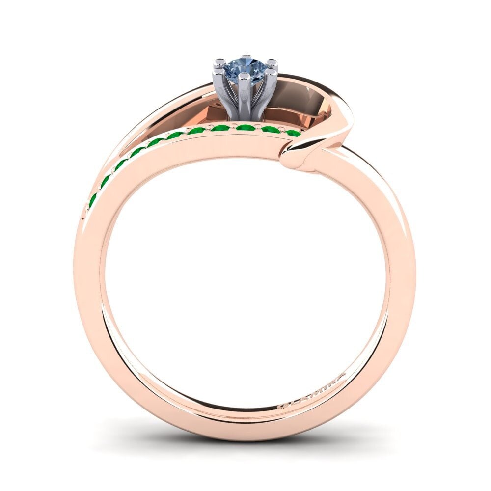 14ct Rose / White Gold Blue Diamond Engagement Ring Madely 0.1 crt