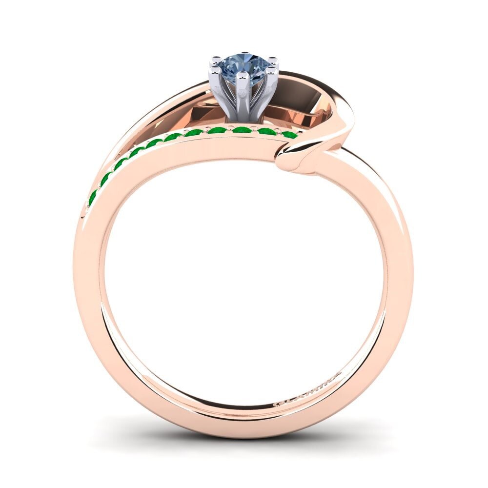 14ct Rose / White Gold Blue Diamond Engagement Ring Madely 0.16 crt