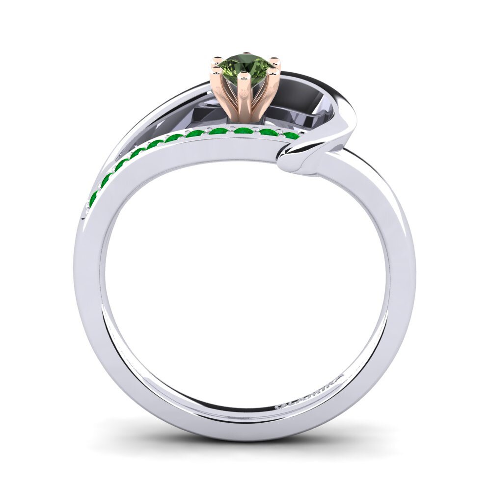 14ct White / Rose Gold Green Sapphire Engagement Ring Madely 0.16 crt