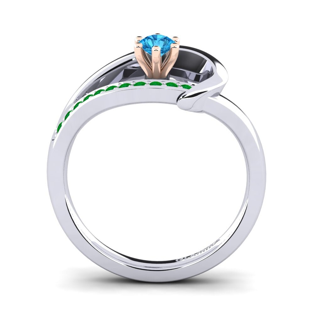 14ct White / Rose Gold Blue Topaz Engagement Ring Madely 0.16 crt