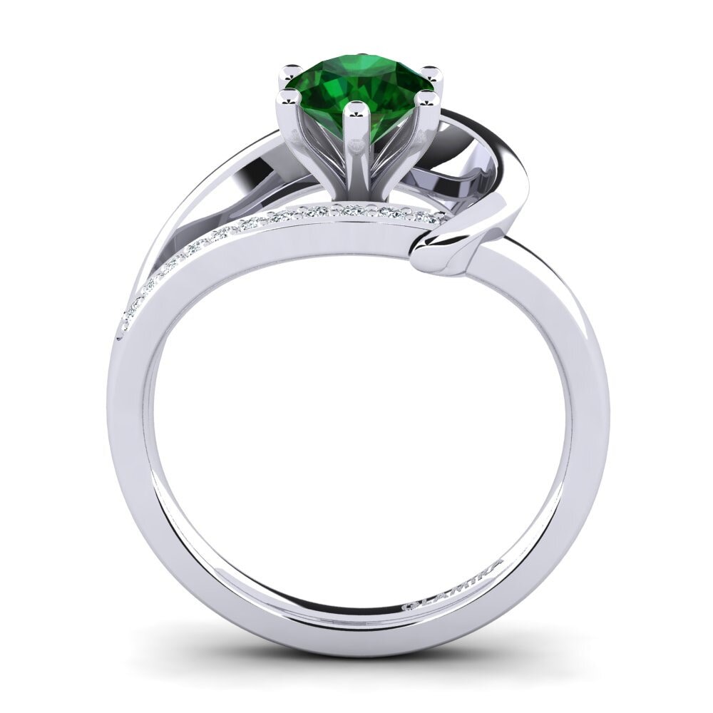 White Silver Tsavorite Engagement Ring Madely 0.8 crt