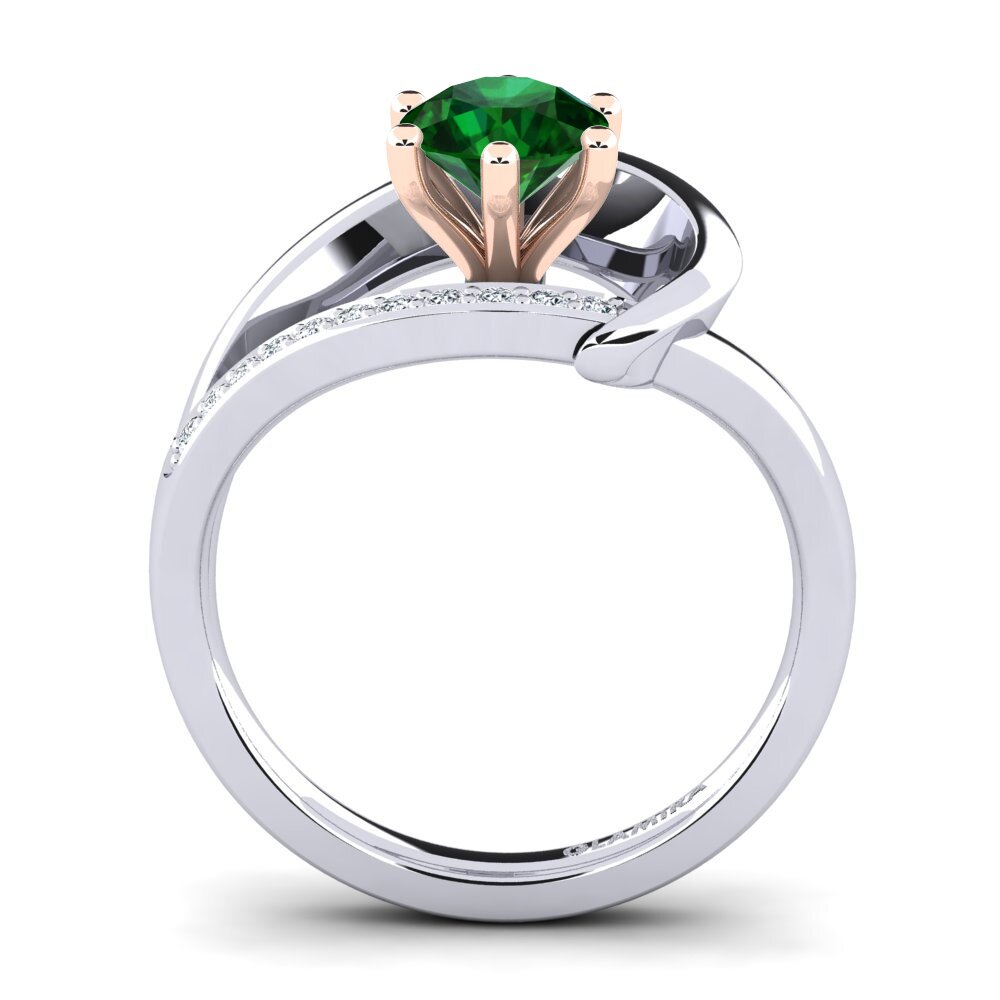 14ct White & Rose Gold Tsavorite Engagement Ring Madely 0.8 crt
