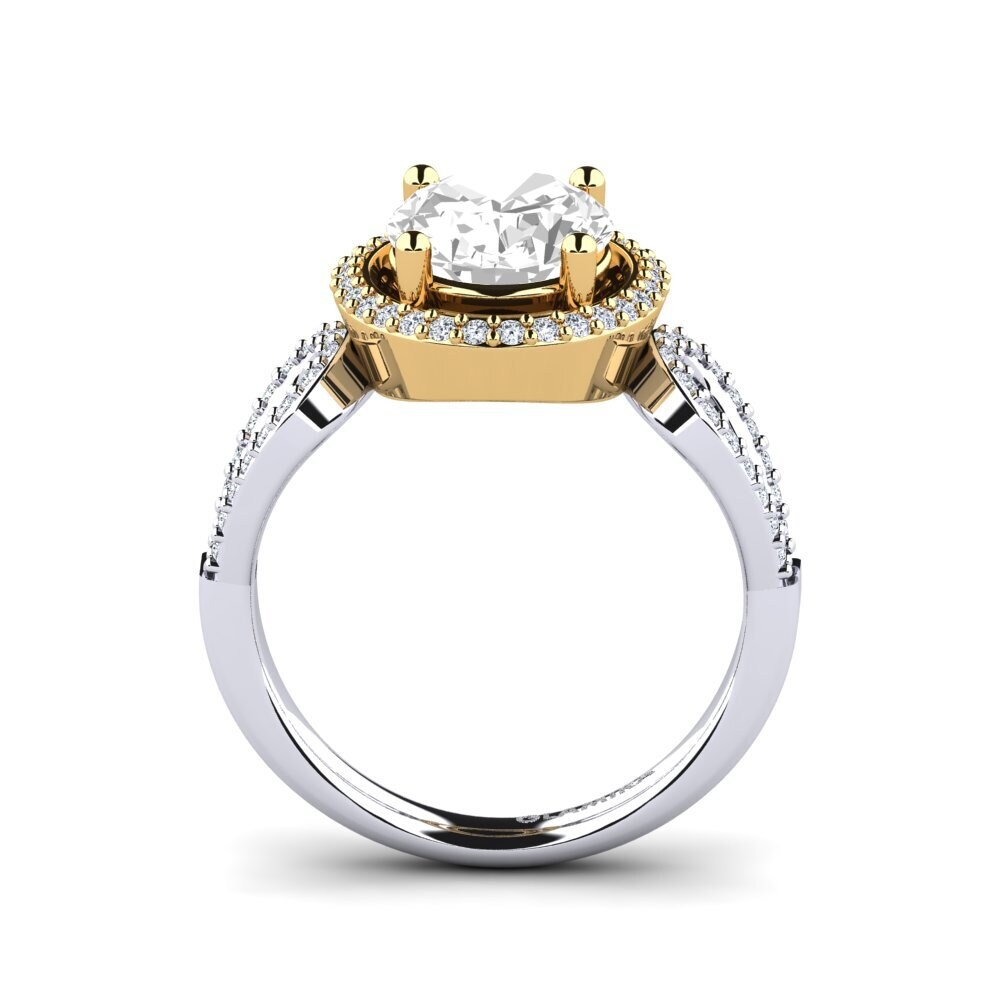 14ct White / Yellow Gold White Topaz Engagement Ring Madicela