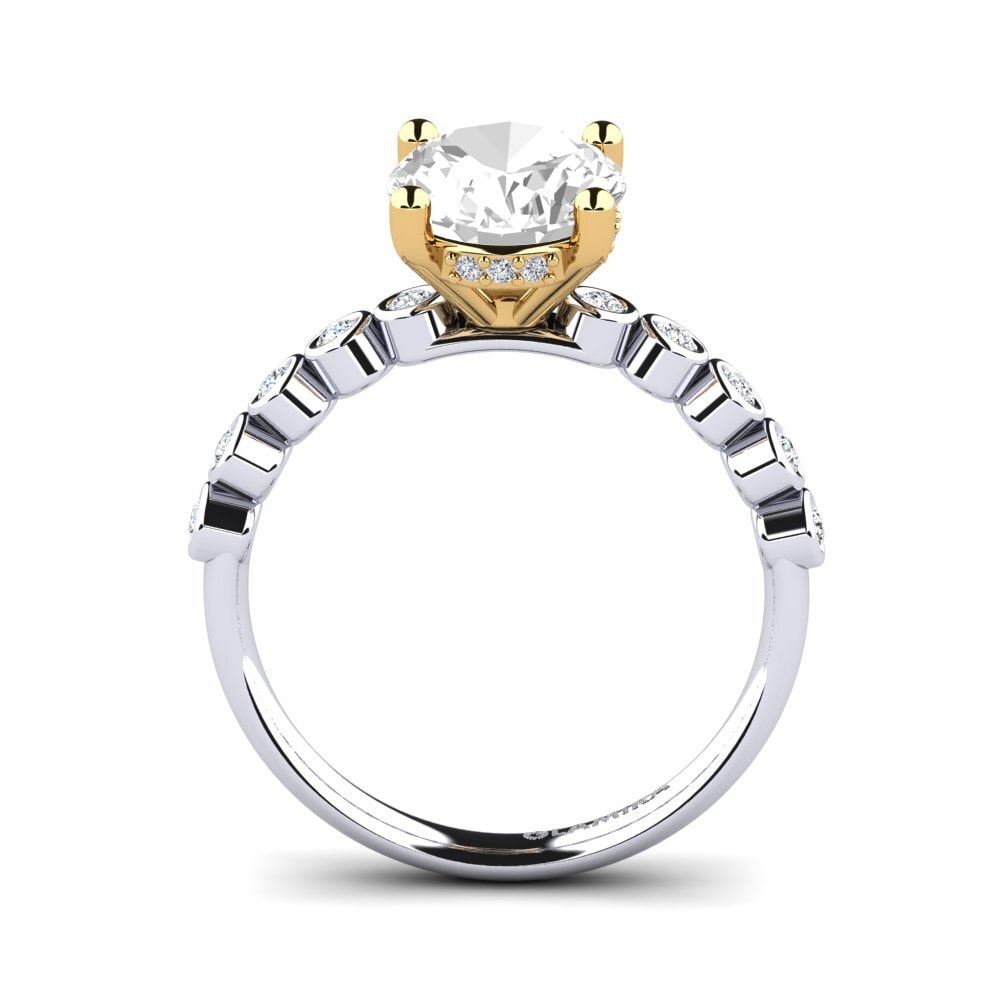 14ct White / Yellow Gold White Topaz Engagement Ring Madizen