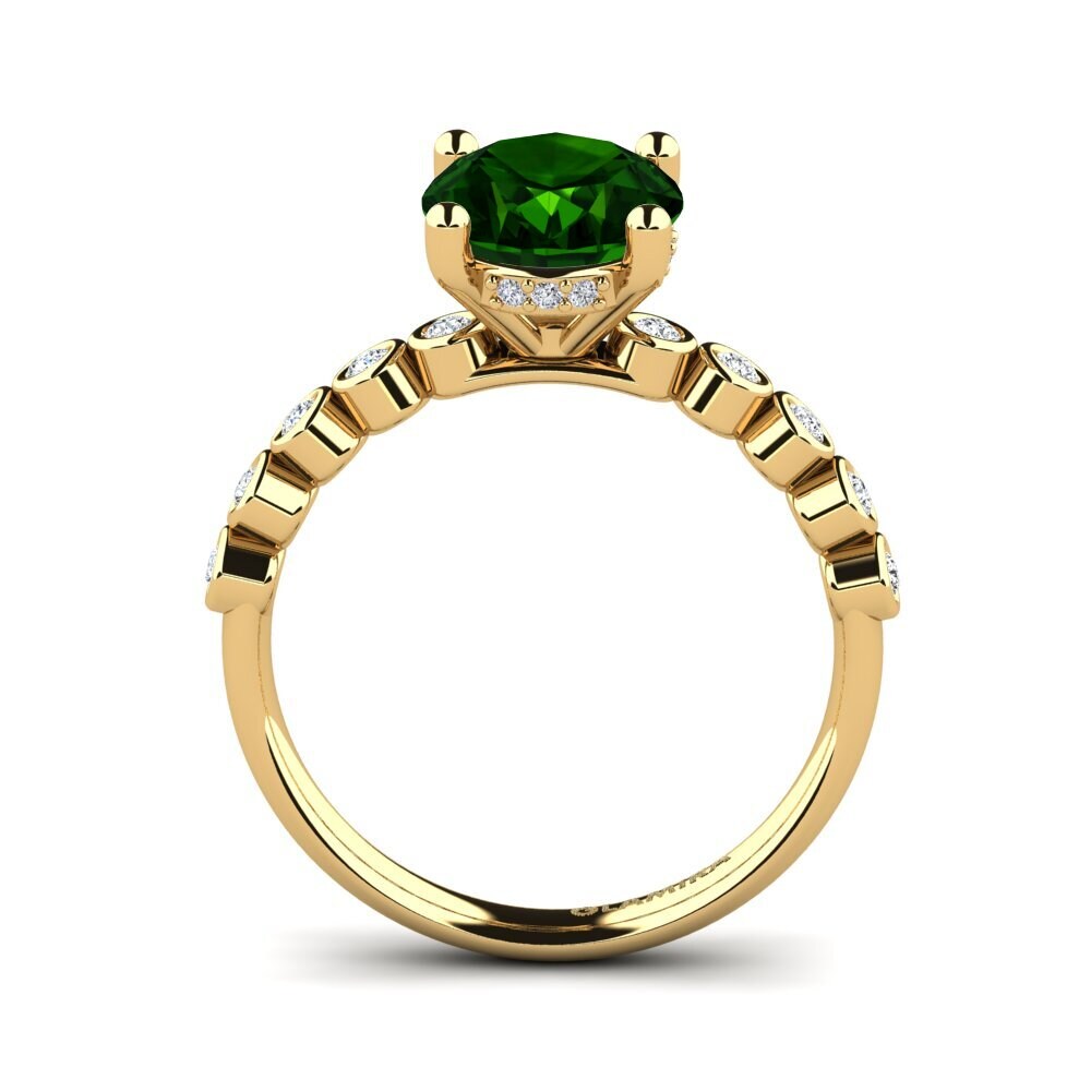 14ct Yellow Gold Green Tourmaline Engagement Ring Madizen