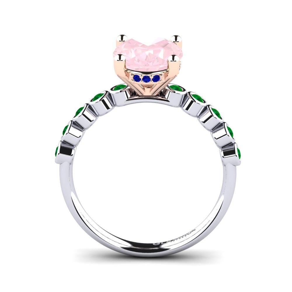 14ct White / Rose Gold Rose Quartz Engagement Ring Madizen