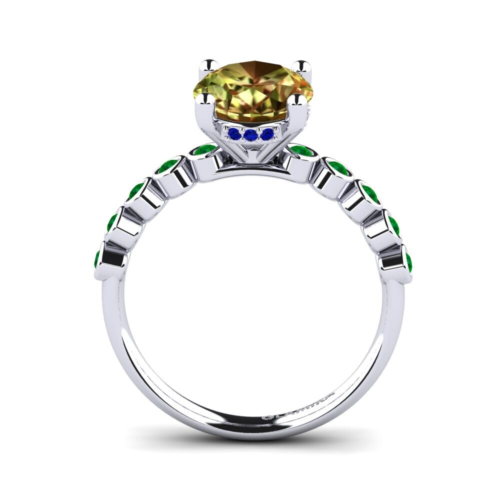 18ct White Gold Sultan Stone Engagement Ring Madizen