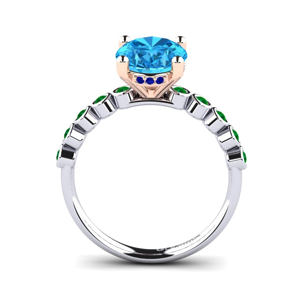 14ct White / Rose Gold Blue Topaz Engagement Ring Madizen