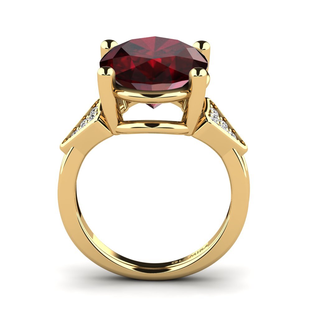 14k Oro Amarillo Granate Anillo Magaris