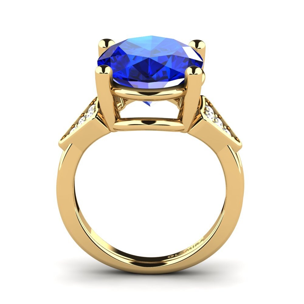 14k Oro Amarillo Safiro (Creado en Laboratorio) Anillo Magaris