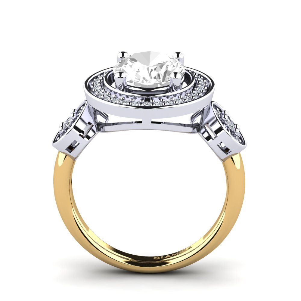 14ct White / Yellow Gold White Topaz Engagement Ring Maguette