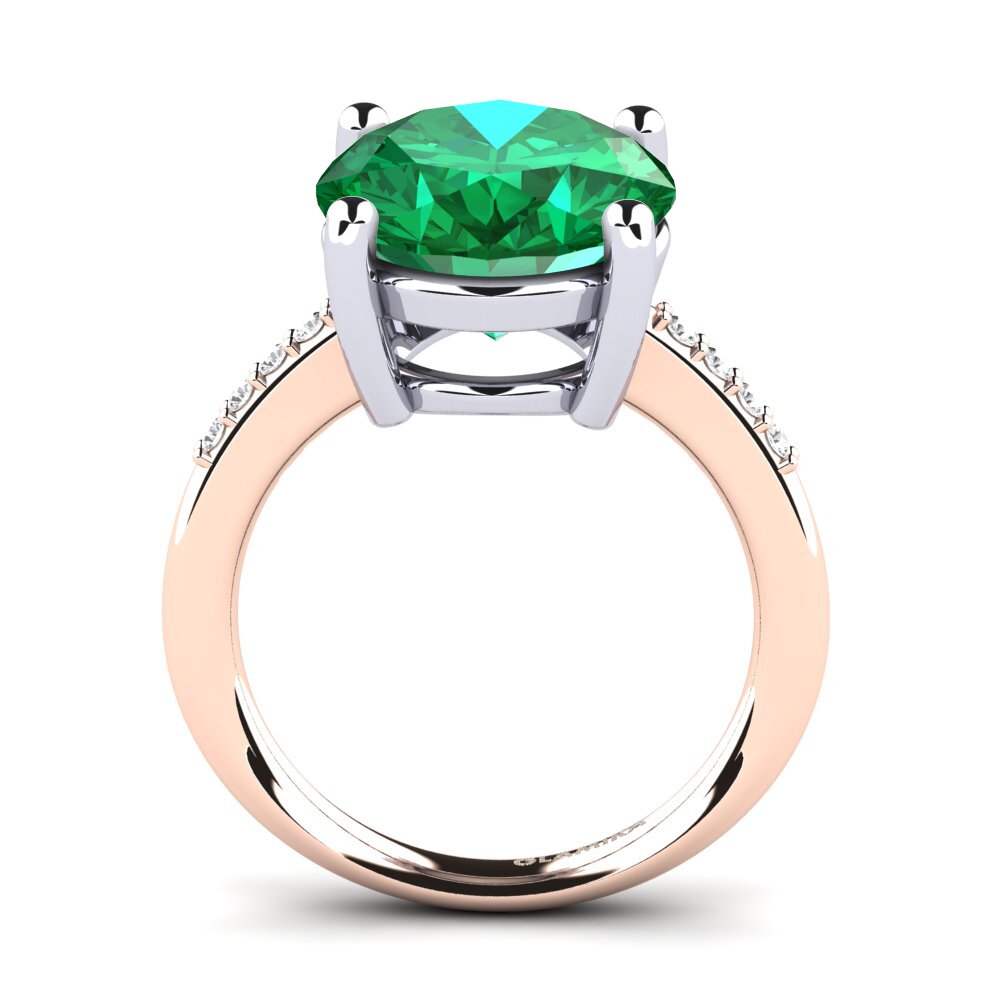 18ct Rose & White Gold Emerald (Lab Created) Ring Maharlika