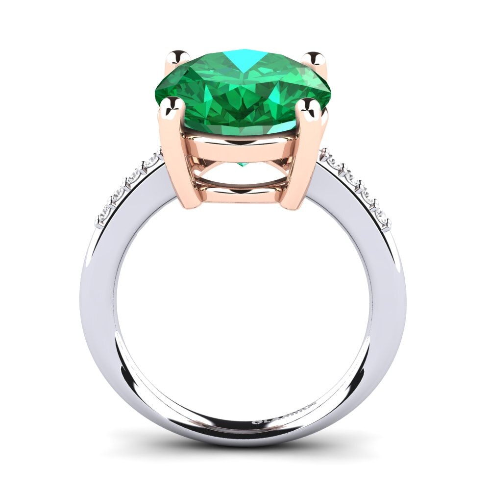 18ct White & Rose Gold Emerald (Lab Created) Ring Maharlika