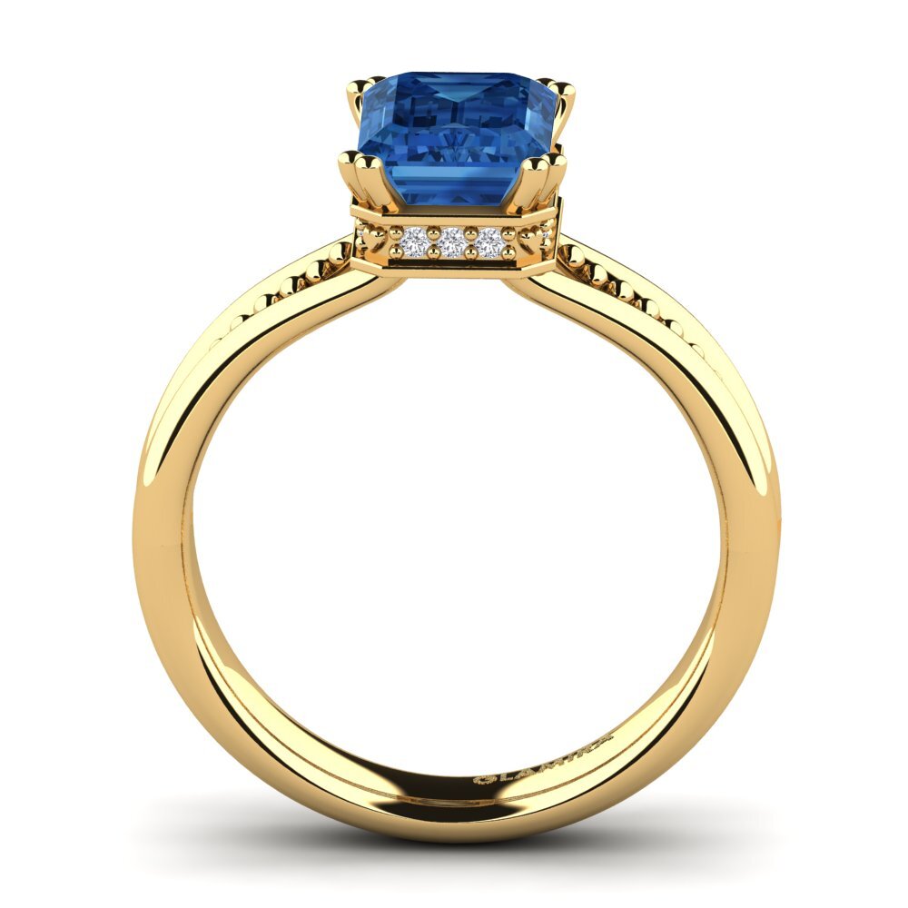 Dark Blue Zirconia Engagement Ring Maine