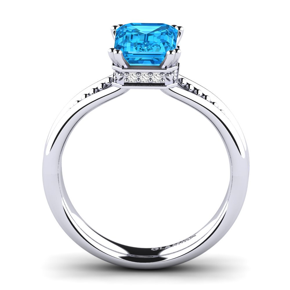 Topacio azul Anillo de compromiso Maine
