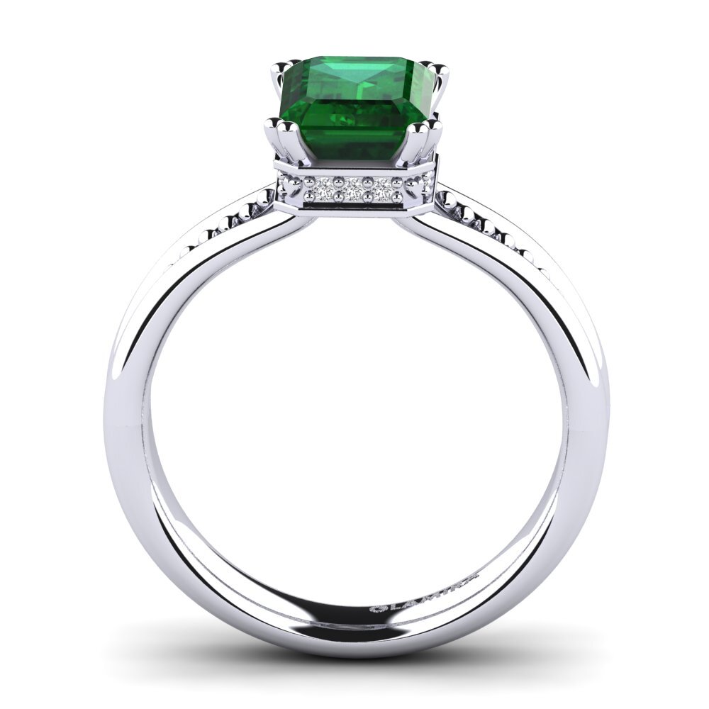 White Silver Tsavorite Engagement Ring Maine