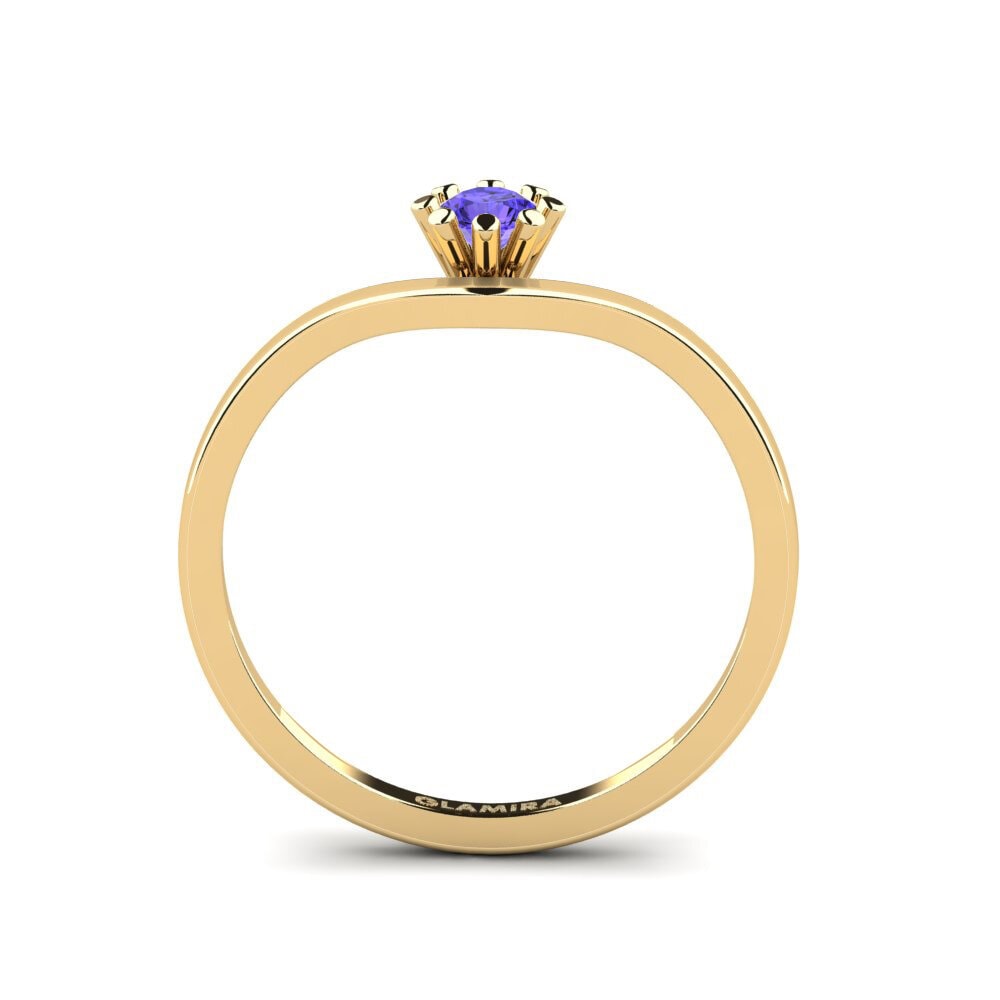 18k Oro Amarillo Tanzanita Anillo de compromiso Makronissos