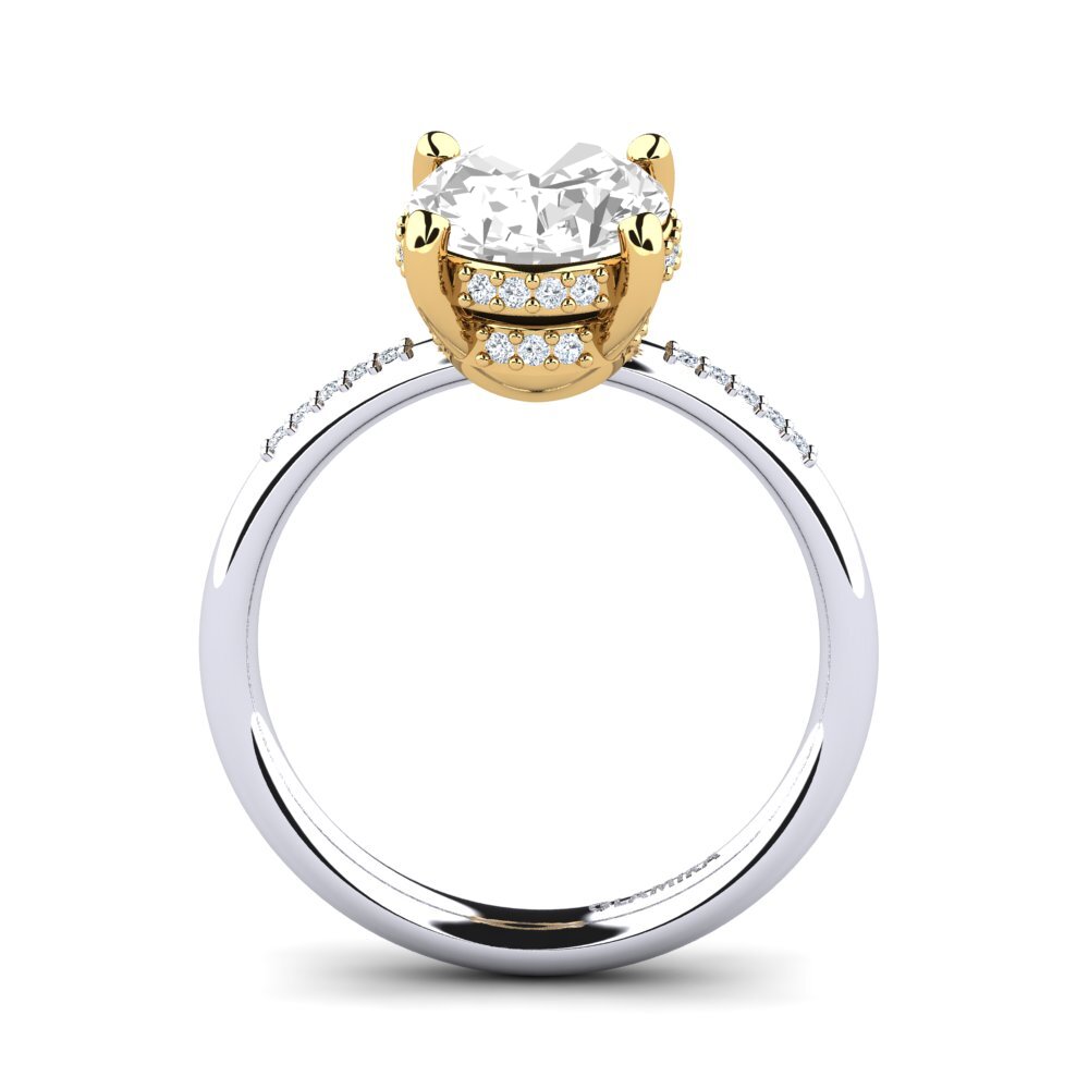 14ct White / Yellow Gold White Topaz Engagement Ring Malerie
