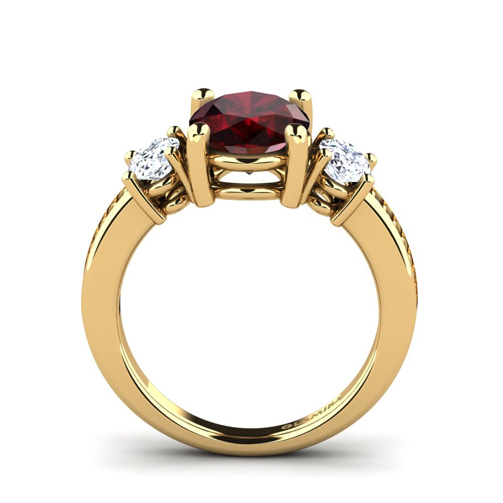14k Oro Amarillo Granate Anillo de compromiso Maletha