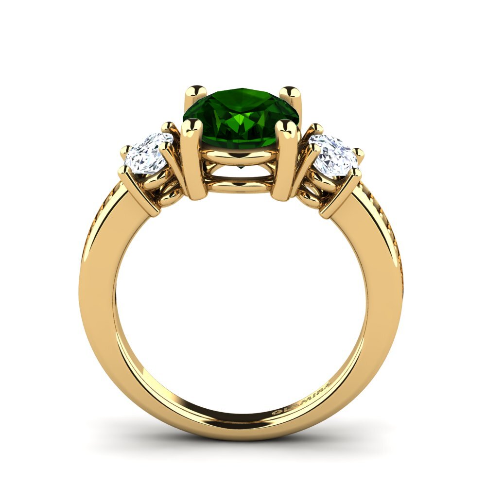 14k Oro Amarillo Turmalina verde Anillo de compromiso Maletha