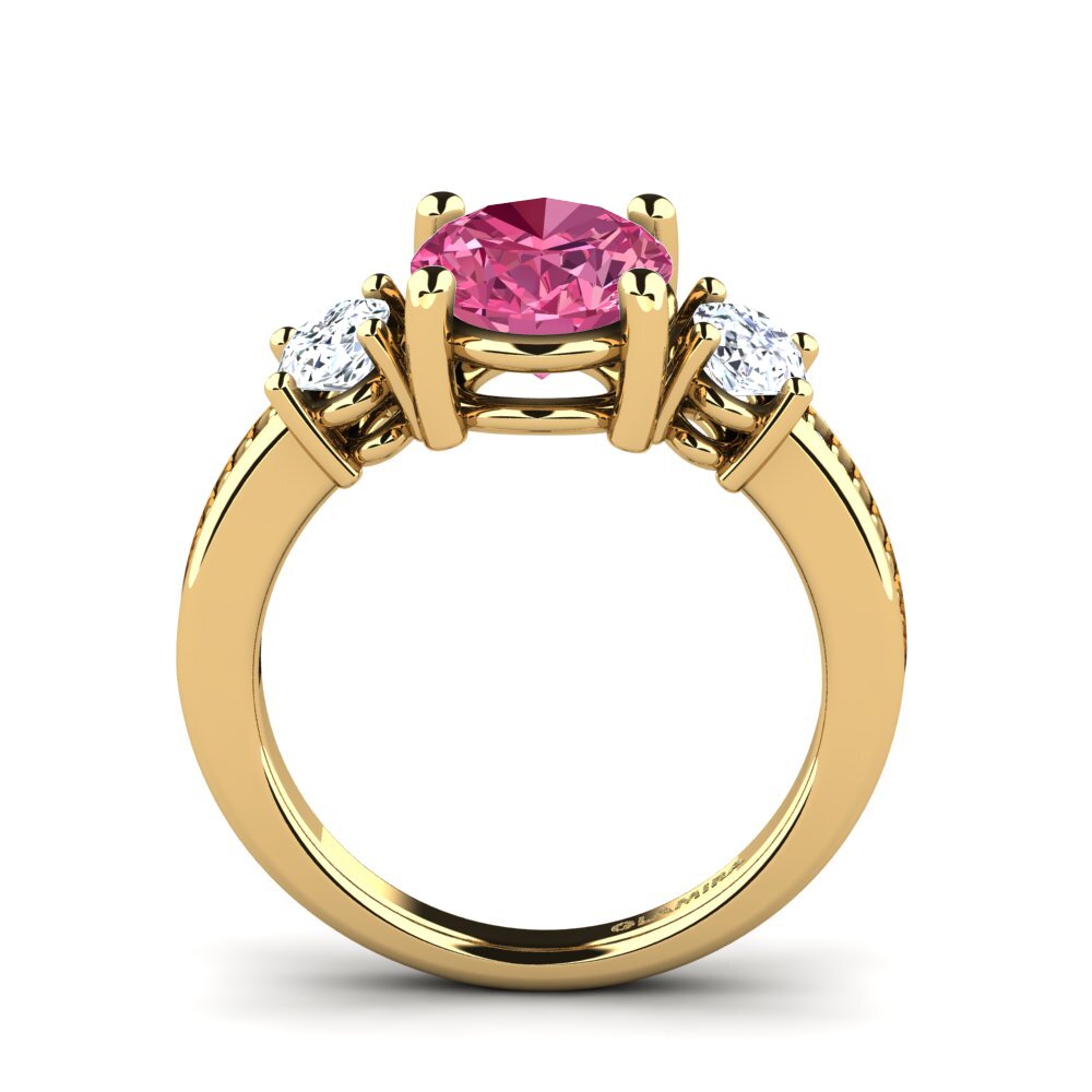 14k Oro Amarillo Turmalina rosa Anillo de compromiso Maletha