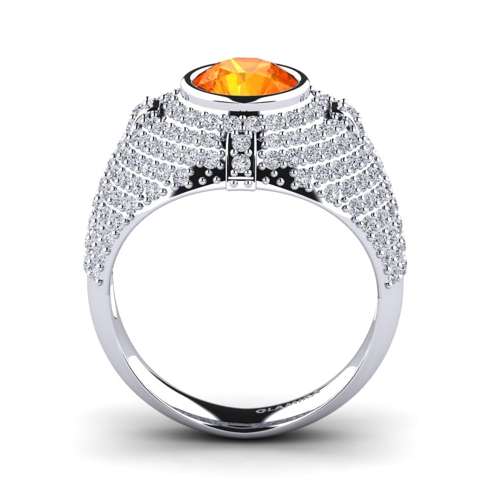 950 Palladium Orange Sapphire Ring Malick