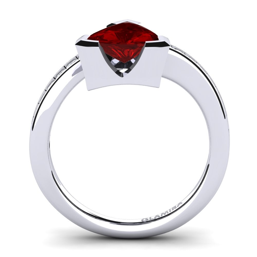Trillion Ruby (Lab Created) Engagement Ring Manarela