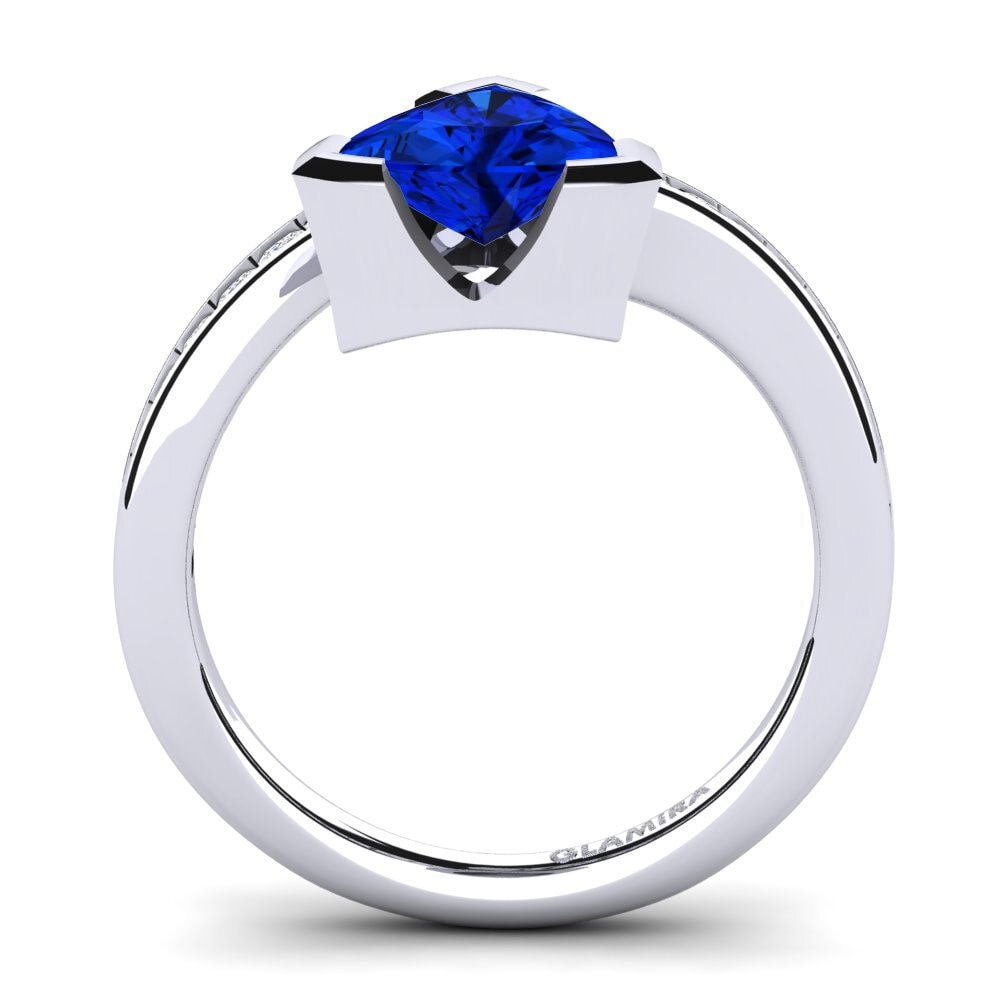 Trillion Sapphire (Lab Created) Engagement Ring Manarela