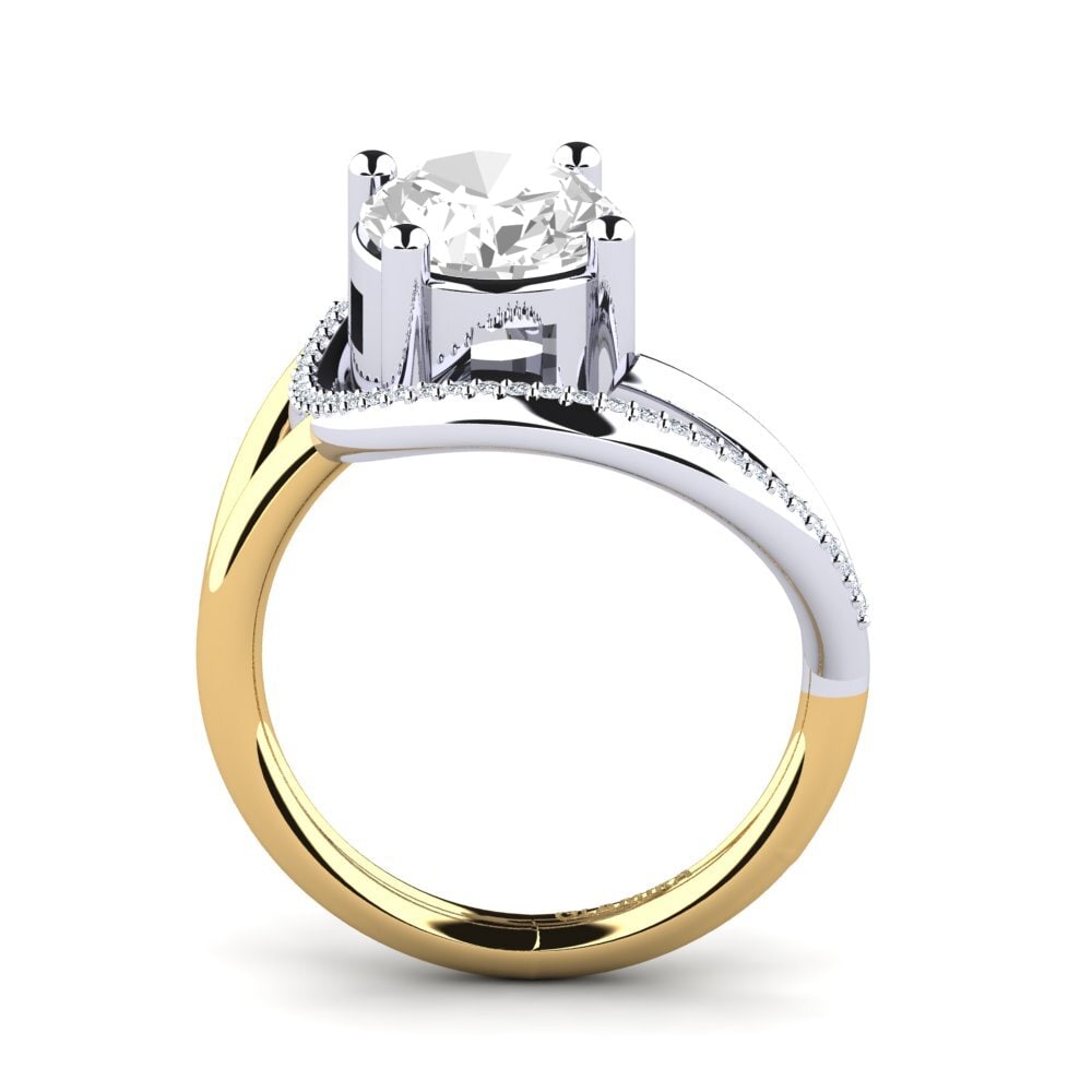 14ct White / Yellow Gold White Topaz Engagement Ring Mandria