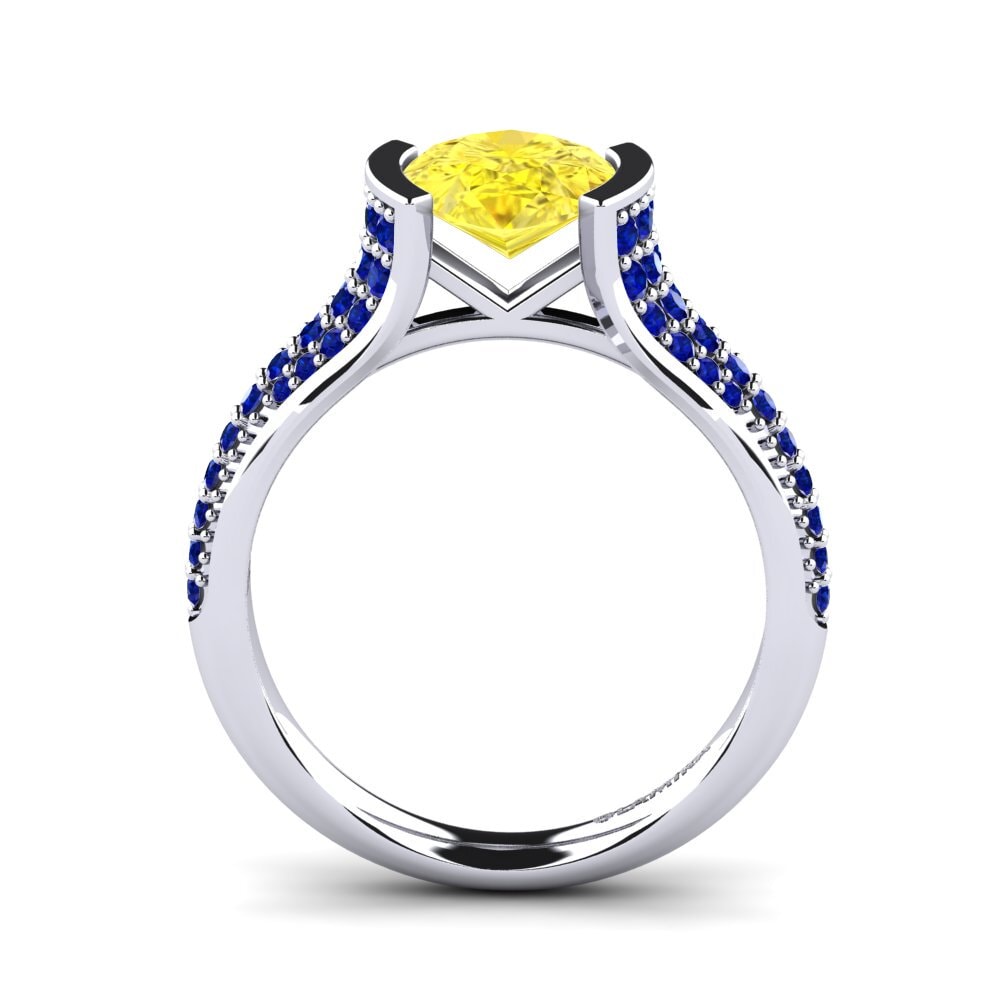White Silver Pear Engagement Ring Mangabel