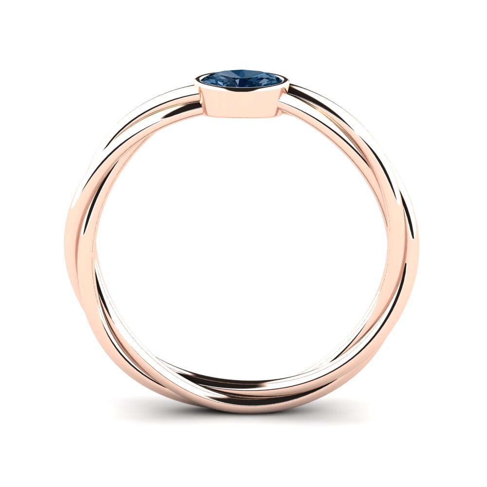 14k Oro Rosa Diamante Azul Anillo de compromiso Manque