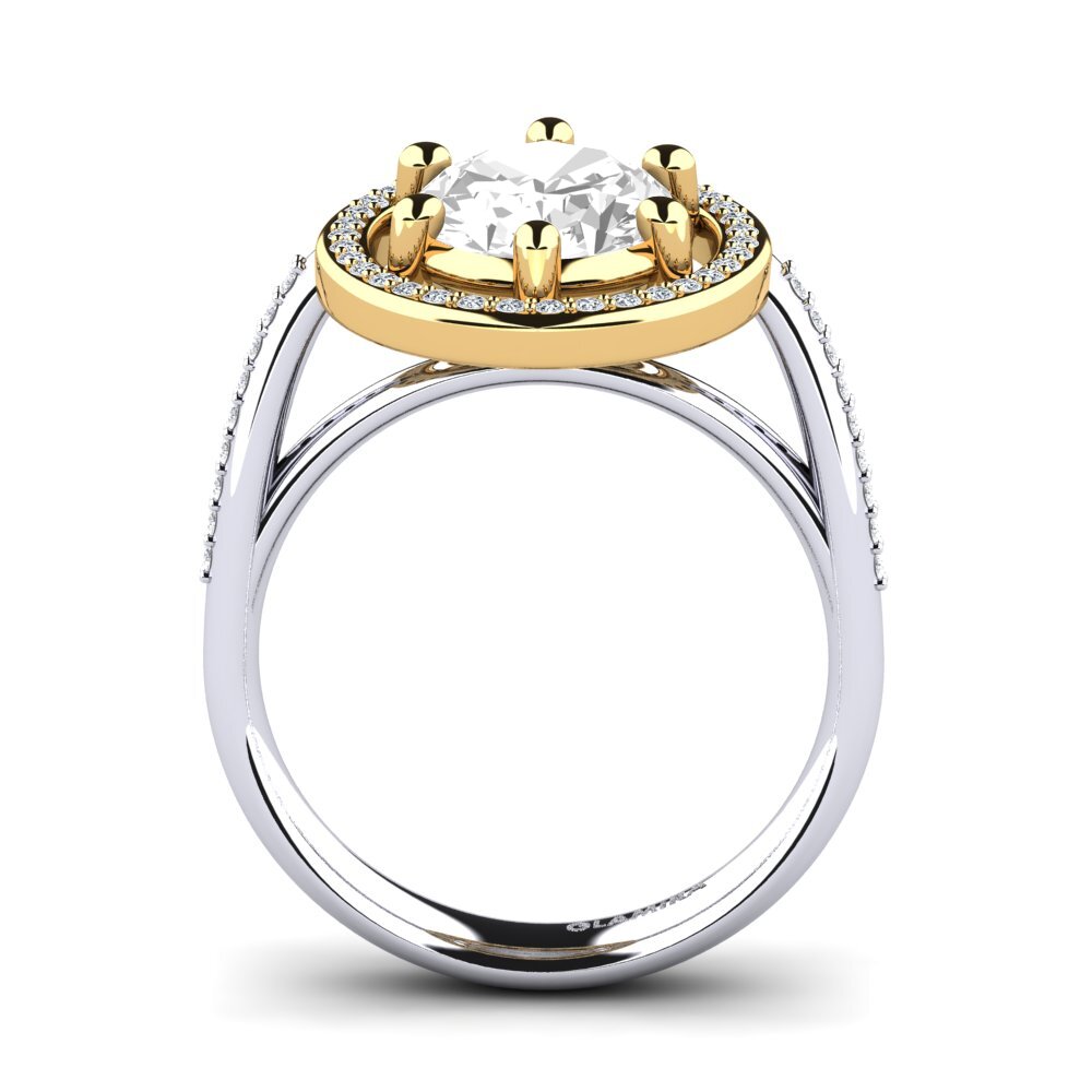14ct White / Yellow Gold White Topaz Engagement Ring Manuelita