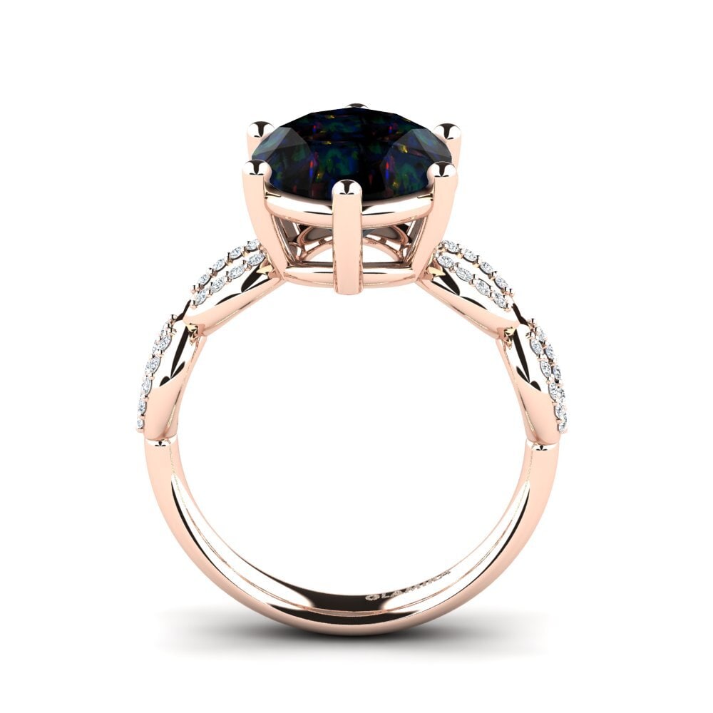 14ct Rose Gold Black Opal Ring Manzanita