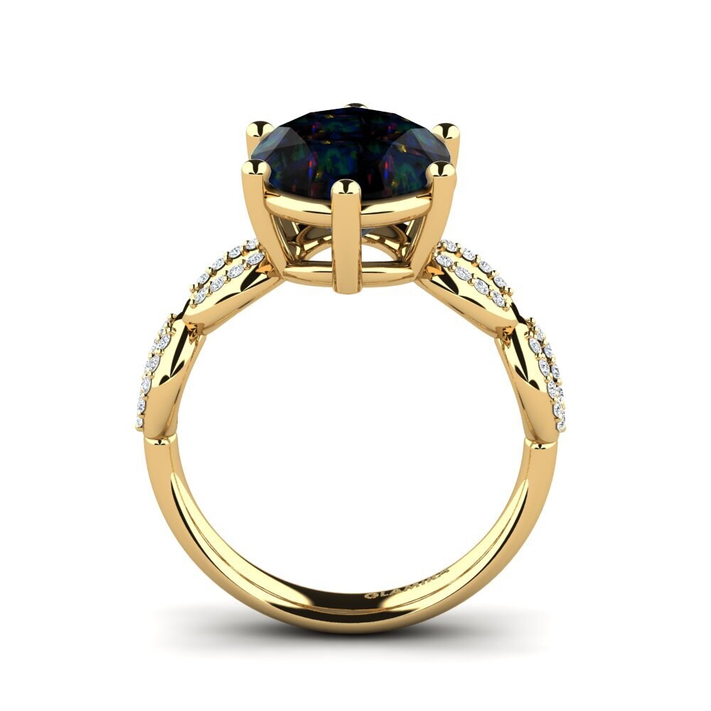 9ct Yellow Gold Black Opal Ring Manzanita