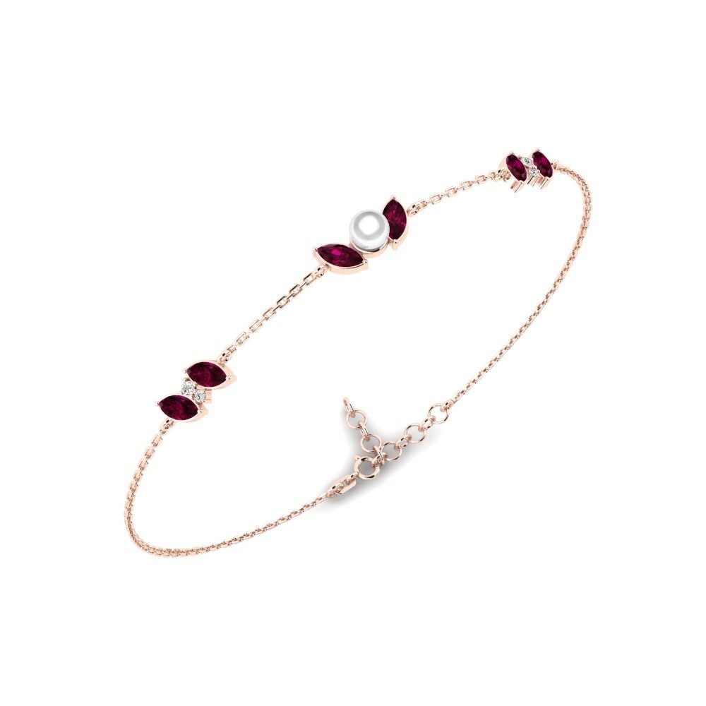 Rotgold 585 Rhodolit-Granat Damen armband Marathos
