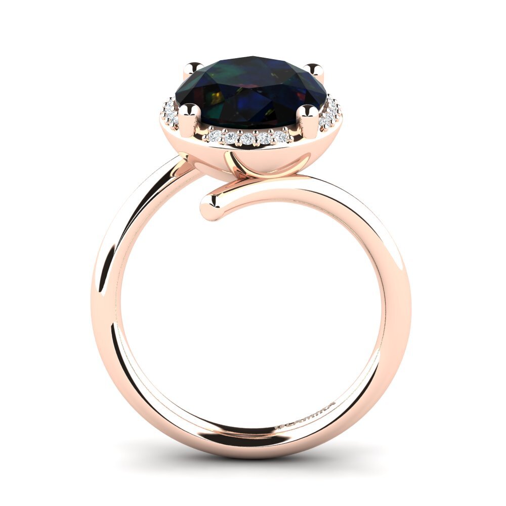 14ct Rose Gold Black Opal Ring Marcette